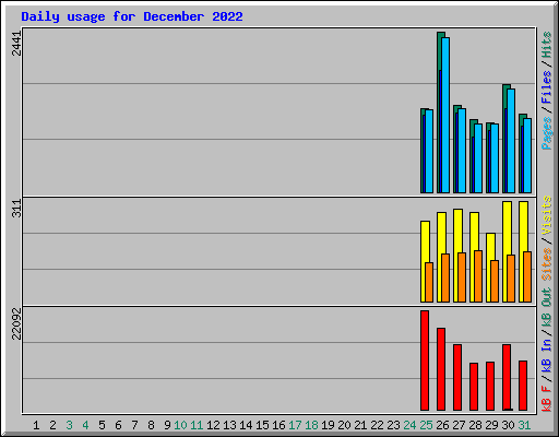 Daily usage for December 2022